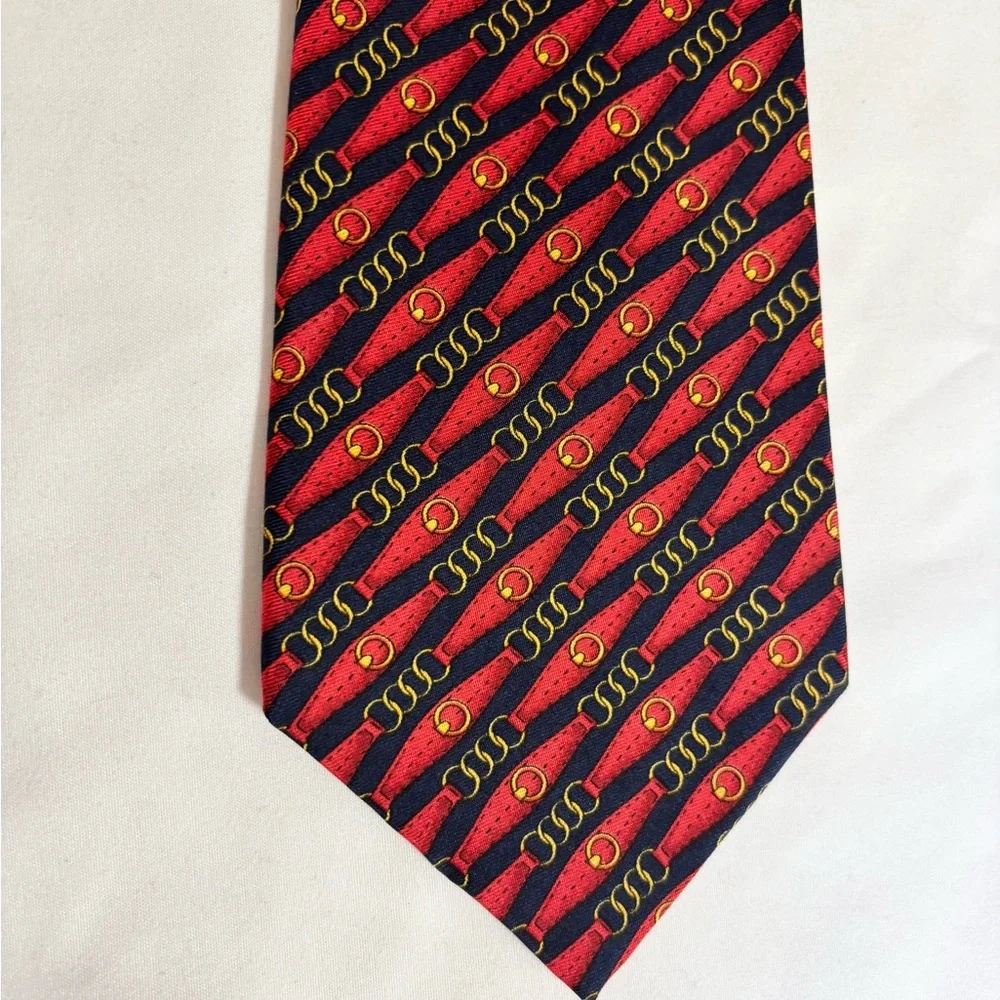 Celine Red and Black Diagonal Pattern Tie